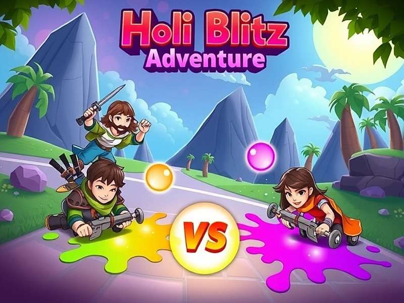 Holi Blitz Adventure Multiplayer Mode showing 4 players competing
